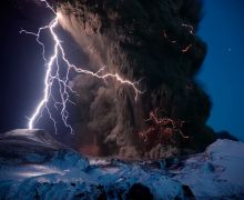 Nature lightning volcano