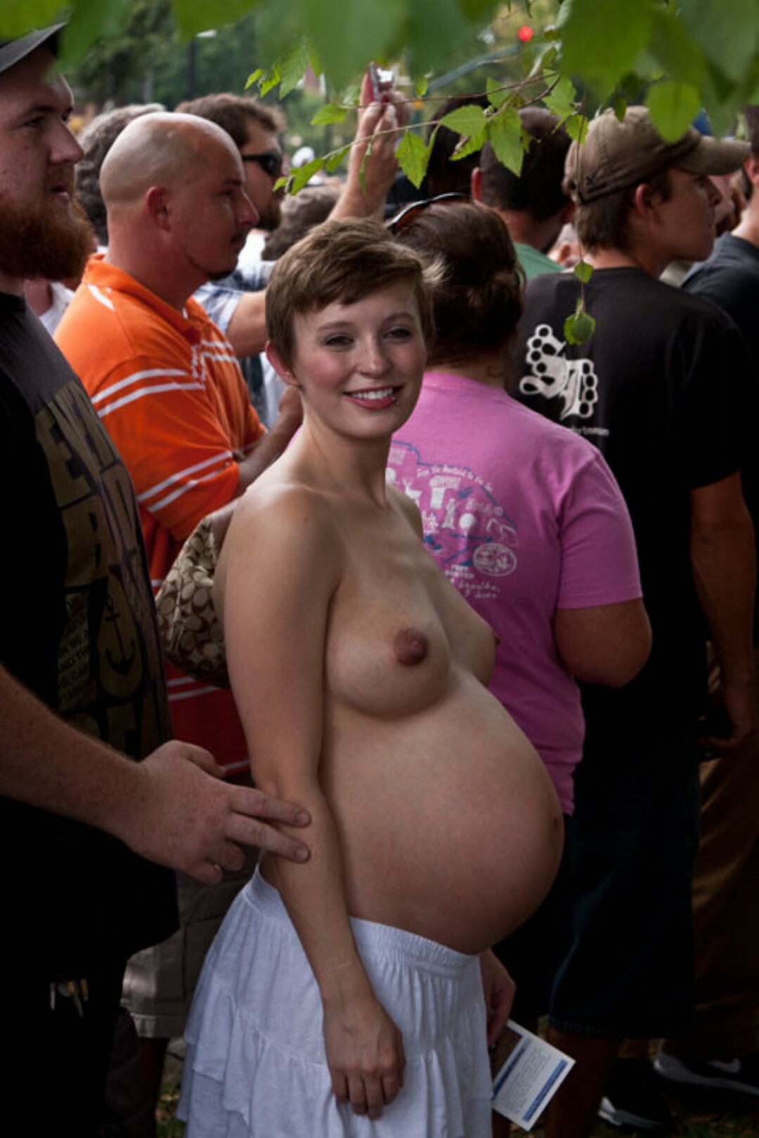 Pregnant nude in public