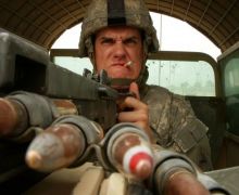 Angry army face